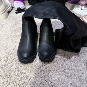 Black Leather Ankle Boots